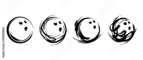 bowling ball , Traditional Chinese Brush , strokes swirl style