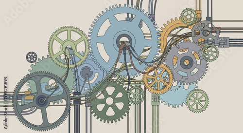 Mechanical Gears and Cogs System.