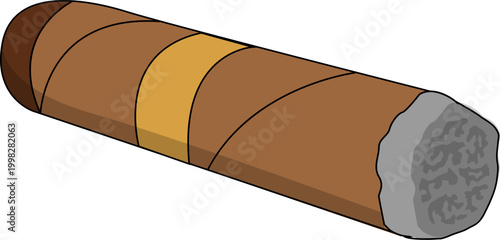 Cigar Tobacco Product Illustration With Rolled Leaf Design, Premium Smoking Item With Classic Luxury Style