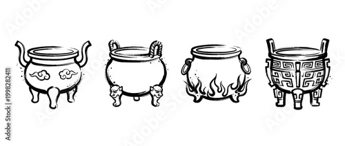 cauldron , Traditional Chinese Brush , strokes swirl style