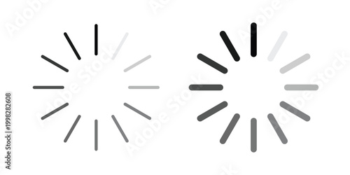 Loading icon strokes and flat black vectors. Illustrations EPS10