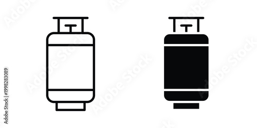 LPG cylinder icon strokes and flat black vectors. Illustrations EPS10