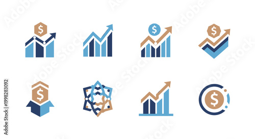 This modern icon conveys financial growth, investment, and rising profits. Ideal for business presentations, websites, or marketing materials illustra