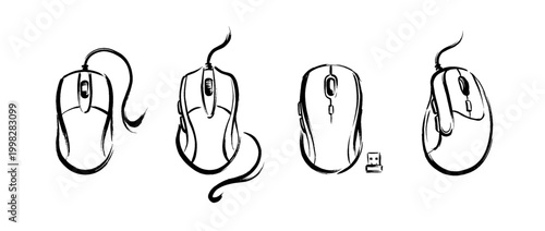 computer mouse , Traditional Chinese Brush , strokes swirl style