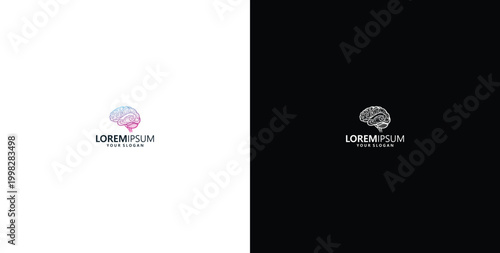 vector logo design, wave logo and brain logo