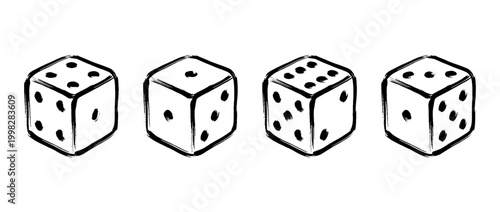 dice , Traditional Chinese Brush , strokes swirl style