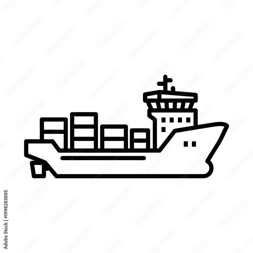 Naklejka premium Large cargo ship with containers.