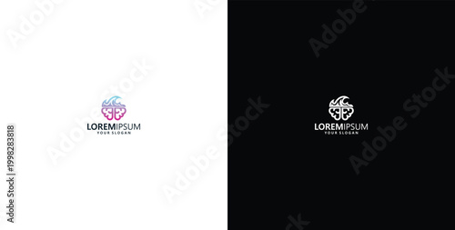 vector logo design, wave logo and brain logo