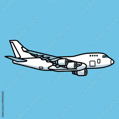 Large White Commercial Airplane Aircraft.