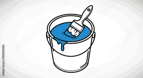 Paint Bucket With Brush Inside.