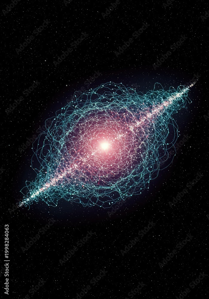 Fototapeta premium Digital visualization of the quantum field vacuum fluctuations, showing fundamental energy dynamics and subatomic interactions in deep theoretical space, energy, quantum mechanics, fundamental