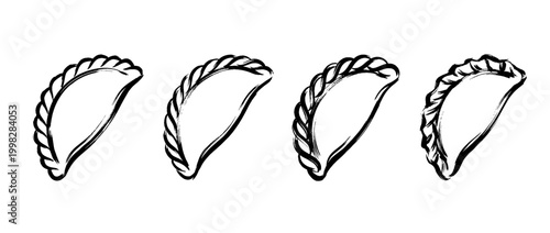 empanada , Traditional Chinese Brush , strokes swirl style