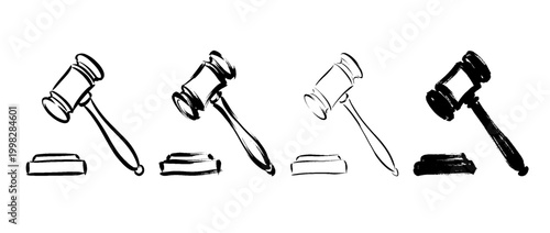 gavel , Traditional Chinese Brush , strokes swirl style