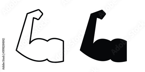 Muscle icon strokes and flat black vectors. Illustrations EPS10