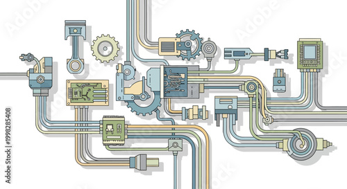 Schilderij op canvas Industrial pipeline system with valves.