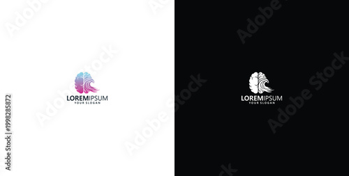 vector logo design, wave logo and brain logo