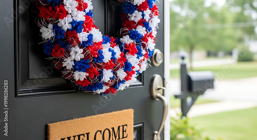 Red white and blue flower wreath.