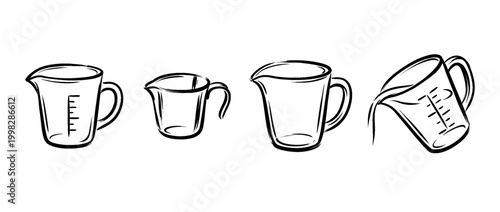 measuring cup , Traditional Chinese Brush , strokes swirl style