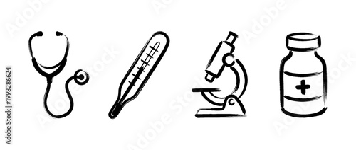 medical chart , Traditional Chinese Brush , strokes swirl style
