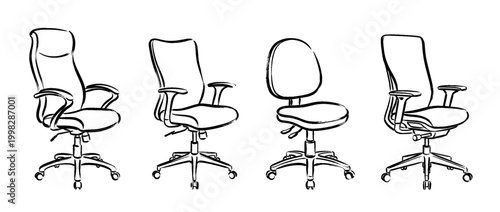 office chair , Traditional Chinese Brush , strokes swirl style