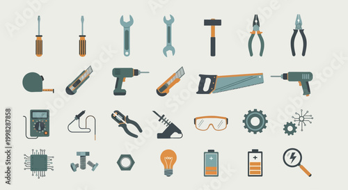 Collection of various hand tools icons.
