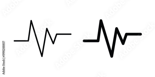 Pulse icon strokes and flat black vectors. Illustrations EPS10