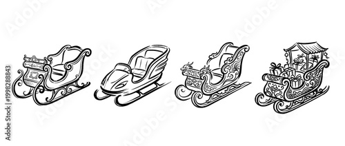 sleigh , Traditional Chinese Brush , strokes swirl style