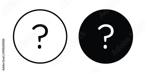 Question mark icon strokes and flat black vectors. Illustrations EPS10