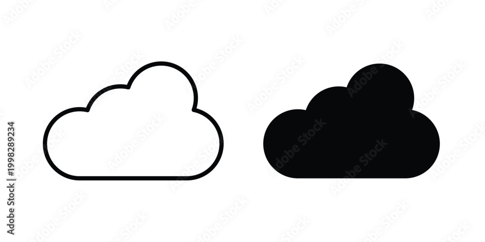 Obraz premium Rain icon strokes and flat black vectors. Illustrations EPS10