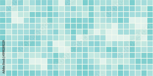 Turquoise and aqua mosaic tile pattern with square shapes