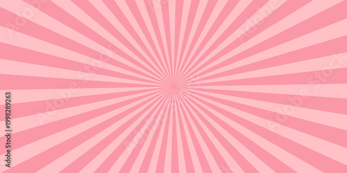 Candy color sunburst background. Abstract pink cream sunbeams design wallpaper. Colorful spinning lines for template, banner, poster, flyer. Sweet rotating cartoon swirl or whirlpool. Vector backdrop