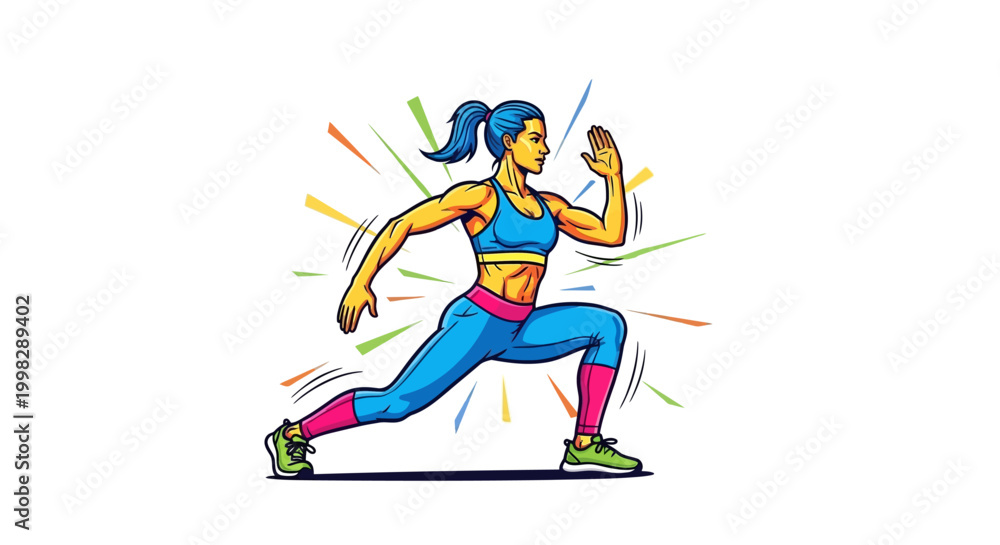 Fototapeta premium Woman in motion running athletic sportswear fitness
