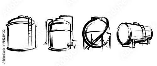 storage tank , Traditional Chinese Brush , strokes swirl style