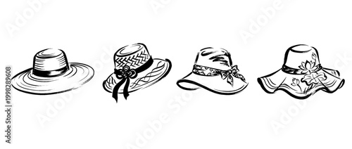 sun hat , Traditional Chinese Brush , strokes swirl style