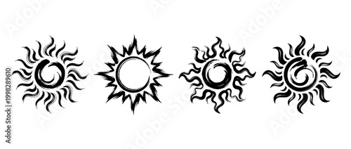 sun , Traditional Chinese Brush , strokes swirl style