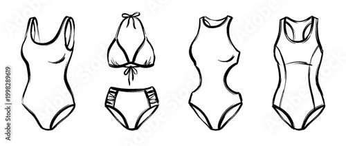 swimsuit , Traditional Chinese Brush , strokes swirl style