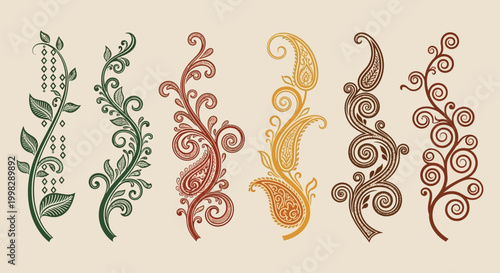 Collection of ornate swirling floral designs.