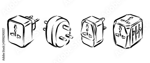 travel adapter , Traditional Chinese Brush , strokes swirl style