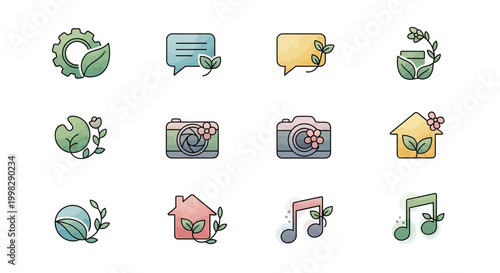 Colorful icons of various objects.