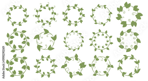Green leafy wreaths in various shapes.