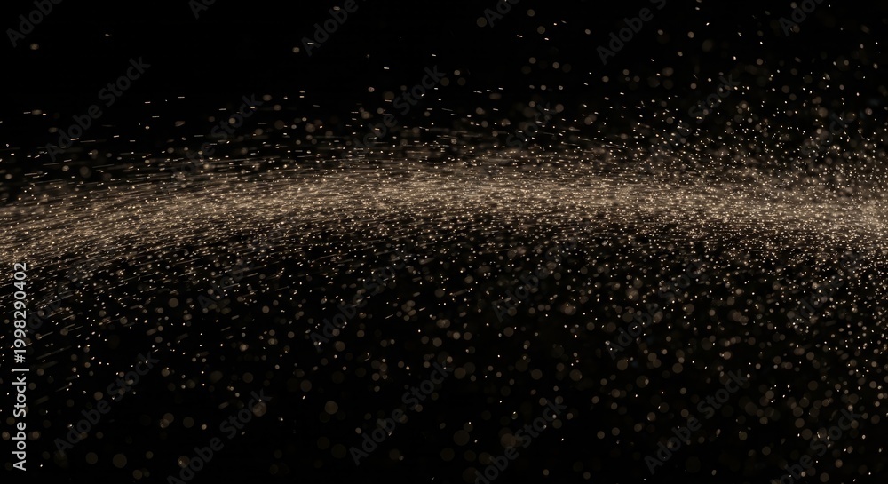 Obraz premium White dust particles streaking through the air on black background. Concept speed, motion effect, abstract texture, energy, dynamic backdrop, design resource, commercial visual content. Generative AI.