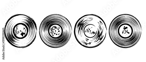 vinyl record , Traditional Chinese Brush , strokes swirl style
