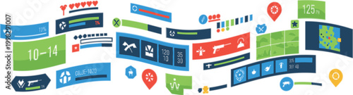 Curved Data Dashboard Widgets with Analytics Charts Maps Indicators and Infographic Elements for Modern UI Design Business Statistics and Web Applications
