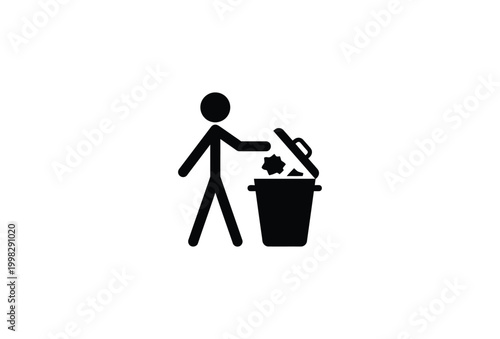 person throwing trash into bin silhouette high quality professional detailed modern elegant stylish