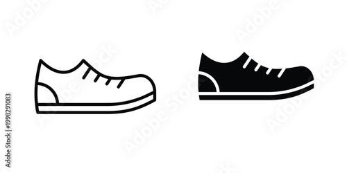 Shoes icon strokes and flat black vectors. Illustrations EPS10