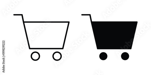 Shopping basket icon strokes and flat black vectors. Illustrations EPS10
