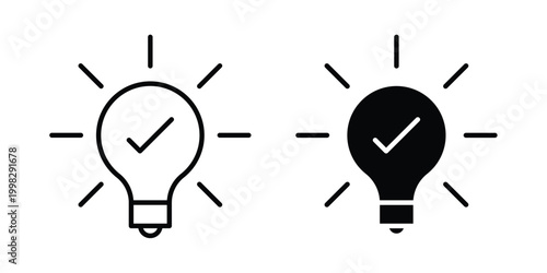 Solution icon strokes and flat black vectors. Illustrations EPS10