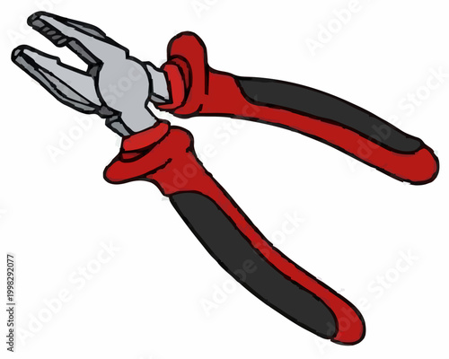 Professional Pliers with Red Handles Hand Tool