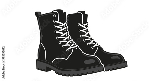 Black Leather Mens Work Boots.