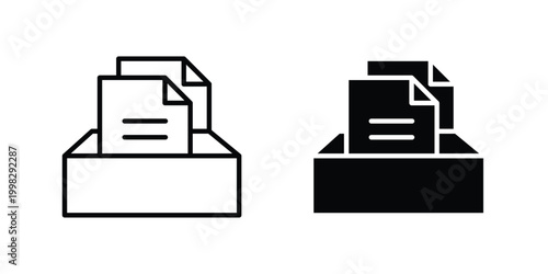 Store files icon strokes and flat black vectors. Illustrations EPS10